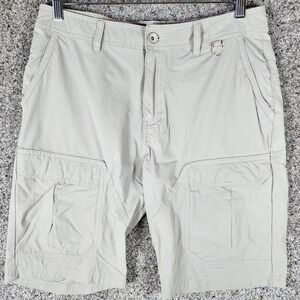 Stone Falcon Cargo Shorts Mens 32 Tan Stretch Ripstop Hiking Excellent